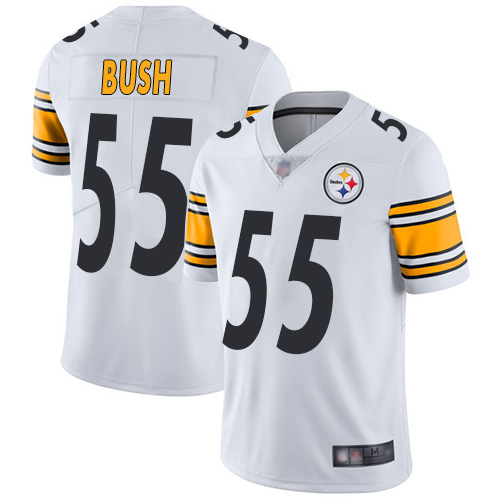 Men Pittsburgh Steelers Football #55 Limited White Devin Bush Road Vapor Untouchable Nike NFL Jersey